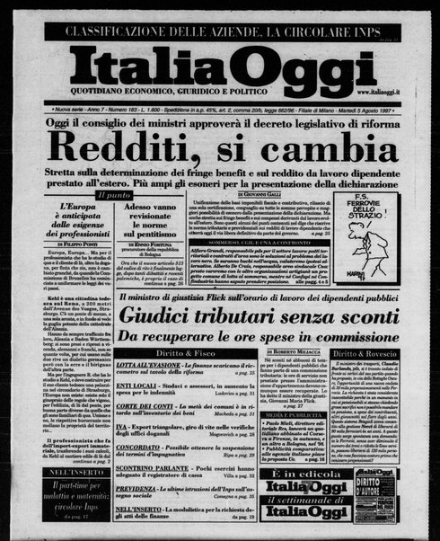 Italia oggi : quotidiano di economia finanza e politica